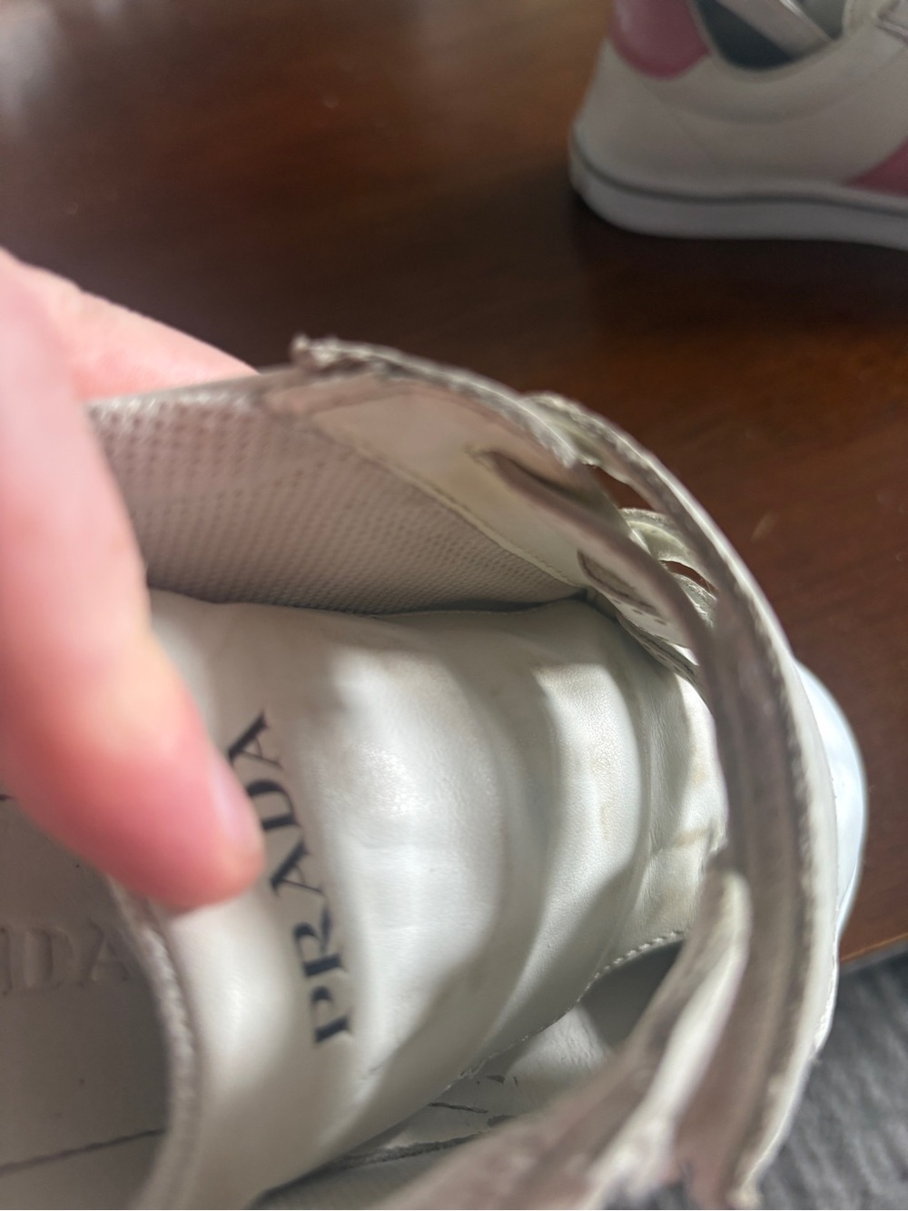 Prada Girls Pink Leather Logo Velcro Sneakers - Picture 9 of 16